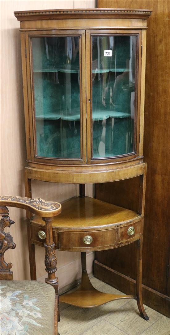 An Edwardian corner cabinet on stand W.60cm (a.f.)